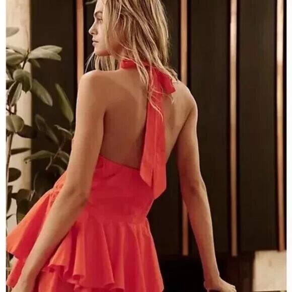 NWOT Free People Printemps Moment Top - Tangerine Tango Med - Picture 1 of 4